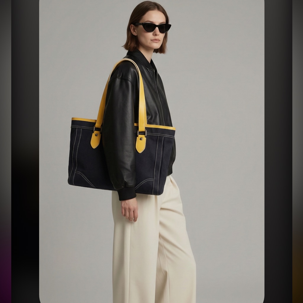 Burberry Black/Yellow Large Tote.